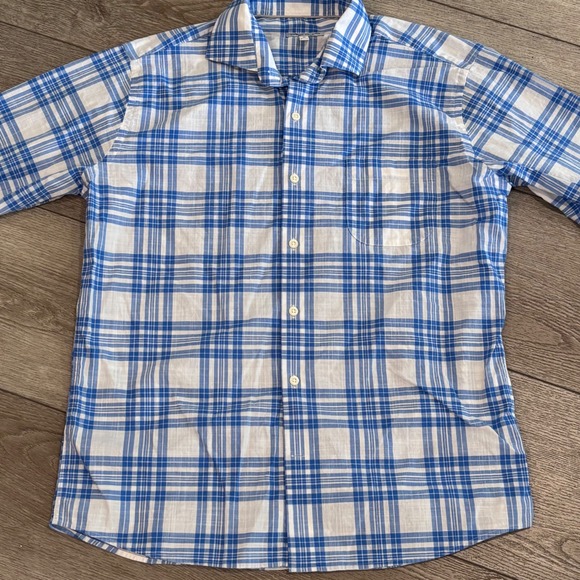 Peter Millar Other - Peter Millar Button Down Shirt Mens Medium Blue Plaid Long Sleeve Stretch Preppy